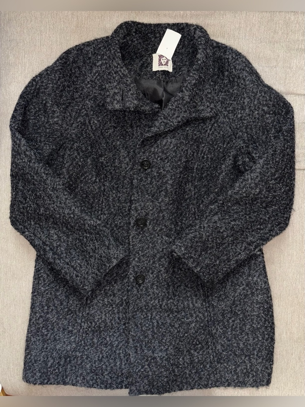 Anne Klein Charcoal Gray Textured Pea Coat